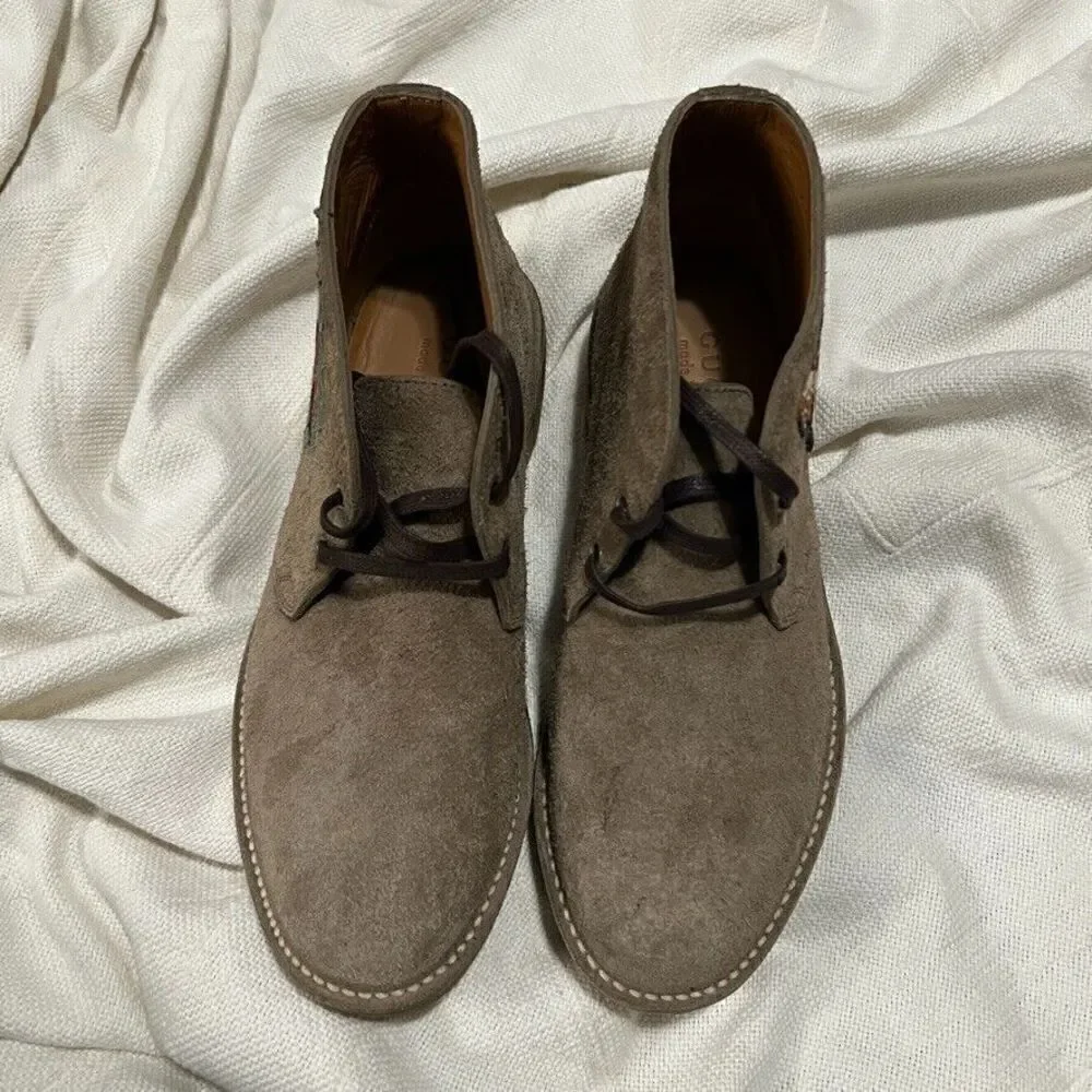 Gucci Moreau Embroidered Suede Chukka Boots Men's 7.5 NEW
